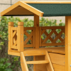 Indoor/Outdoor Cat House 2-Story Wooden Kitten Condo With Balcony Roof - Natural Wood - 30"x20"x29"