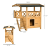 Indoor/Outdoor Cat House 2-Story Wooden Kitten Condo With Balcony Roof - Wood Color - 30"x20"x29"