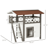 Indoor/Outdoor Cat House 2-Story Wooden Kitten Condo With Balcony Roof - White - 30"x20"x29"