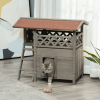 Indoor/Outdoor Cat House 2-Story Wooden Kitten Condo With Balcony Roof - Light Grey - 30"x20"x29"