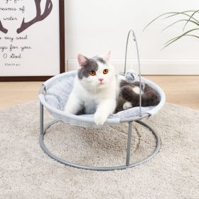 Cat Bed Soft Plush Cat Hammock with Dangling Ball for Cats, Small Dogs Gray - grey
