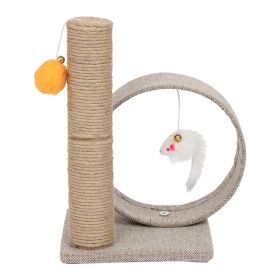 HOBBYZOO 13" Cat Tree Tower with Linen Circular Ring, Toys RT - Beige Brown
