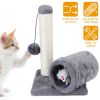 Cat Scratching Post Cat Kitten Sisal Scratch Post Toy w/ Tunnel - Grey