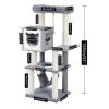 Cat Tree 52 Inches Multi-Level Modern Wooden Cat Tower with Hammock and Scratching Posts and Cat Condo for Adult Cats Gray - as Pic