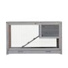 2-story Wooden Rabbit Cage;  Bunny Hutch with Ladder;  Openable Roof and Removable Tray;  Gray - gray
