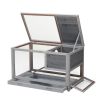 2-story Wooden Rabbit Cage;  Bunny Hutch with Ladder;  Openable Roof and Removable Tray;  Gray - gray