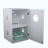2-Tier Functional Wood Cat Washroom Litter Box Cover with Multiple Vents;  a Round Entrance;  Openable Door - White