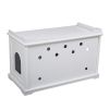 Cat Washroom Bench;  Wood Litter Box Cover with Spacious Inner;  Ventilated Holes;  Removable Partition;  Easy Access - White