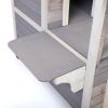 Double Story Outdoor Cat House with Sun Panels and Balcony - Gray - gray