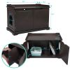 Cat Washroom Bench;  Wood Litter Box Cover with Spacious Inner;  Ventilated Holes;  Removable Partition;  Easy Access - Chocolate Brown