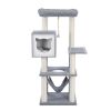 Cat Tree 52 Inches Multi-Level Modern Wooden Cat Tower with Hammock and Scratching Posts and Cat Condo for Adult Cats Gray - as Pic