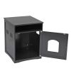 Cat's Wooden House Indoor Feline Condo Toilet Litter Box Hideaway Beside Table Nightstand;  Black - Black