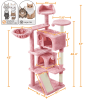 54" Double Condo Cat Tree with Scratching Post Tower, Pink - Pink