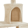 61" Cat Tree with Condo and Scratching Post Tower - Beige