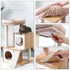 Cat Tree Wood Cool Sisal Scratching Post Kitten Furniture Plush Condo Playhouse with Dangling Toys Cats Activity Centre Beige - as Pic