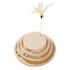 Interactive Cat Toy, Modern Cat Tracks, Cat Feather Teaser, Wooden Self-Amusement Pet Toy, Circuit Ball Toy with 3 Levels for Small to Adult Cats Beig