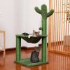 Cactus Cat Tree Cat Scratching Post with Hammock Play Tower; Full Wrapped Sisal Scratching Post for Cats 93.5cm Green - as Pic