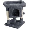 23.5" H 2-Level Cat Tree Condo Tower with Plush Perch - Dark Gray
