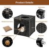 Rattan Cat Litter,Cat Bed with Ball and Cushion,Black - Default