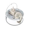 Cat Bed Soft Plush Cat Hammock with Dangling Ball for Cats, Small Dogs Gray - grey