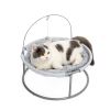 Cat Bed Soft Plush Cat Hammock with Dangling Ball for Cats, Small Dogs Gray - grey