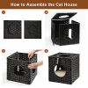 Rattan Cat Litter,Cat Bed with Ball and Cushion,Black - Default