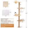 Wall-Mounted Cat Scratching Pad for Small to Large Cat, Indoor Wood Cat Tree with Hammock, Cat Scratcher Perch - Burlywood