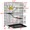 4 Tiers Rolling Cat Cage Pet Cage with Hammock;  Black - Black