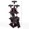 Sturdy Cat Tree Furniture for Multiple Cats with Flannel Covered 2 Condo Elevated Platform Activity Gift (Beige/Grey) XH - Grey