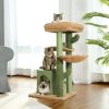 Cactus Cat Tree Cat Tower with Sisal Covered Scratching Post;  Cozy Condo;  Plush Perches and Fluffy Balls for Indoor Cats XH - Green+Brown