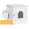 Enclosed Cat Litter Box Furniture - White