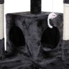 Sturdy Cat Tree Furniture for Multiple Cats with Flannel Covered 2 Condo Elevated Platform Activity Gift (Beige/Grey) XH - Grey