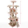 Sturdy Cat Tree Furniture for Multiple Cats with Flannel Covered 2 Condo Elevated Platform Activity Gift (Beige/Grey) XH - Beige