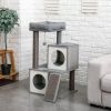 Cat Tree Luxury 34 Inches Cat Tower with Double Condos; Spacious Perch; Fully Wrapped Scratching Sisal Posts and Replaceable Dangling Balls Gray - as