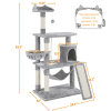 61" Cat Tree with Condo and Scratching Post Tower - Light Gray