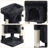 23.5" H 2-Level Cat Tree Condo Tower with Plush Perch - Black