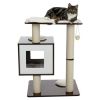 Wooden & Sisal 2-Level 31" Cat Tree with Scratching Posts & Condo - Brown/White