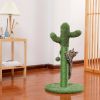 Cactus Cat Tree Scratcher With Sisal Scratching Post Interactive Ball Green - as picture