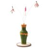 Vintage Vase-shaped Cat Scratching Post with 3 Feather Toys - as Pic