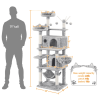 67'' H Multi-Level Cat Tree Cat Tower with Condos - Light Gray