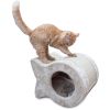 | Kitty Cave Cat Scratcher, Faux Fur and Sisal, Beige - Beige