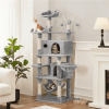 67'' H Multi-Level Cat Tree Cat Tower with Condos - Light Gray