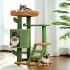 Unique Cactus Cat Tree Cat Tower with Sisal Covered Scratching Post, Cozy Condo, Plush Perches, Hanging Toy and Climbing Ladder - as picture
