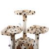 Sturdy Cat Tree Furniture for Multiple Cats with Flannel Covered 2 Condo Elevated Platform Activity Gift (Beige/Grey) XH - Beige