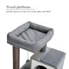 Cat Tree Luxury 34 Inches Cat Tower with Double Condos; Spacious Perch; Fully Wrapped Scratching Sisal Posts and Replaceable Dangling Balls Gray - as