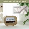 Classic Wooden TV-Shaped Cat Bed, House with Cushion, White - Default