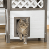 Indoor/Outdoor Cat House 2-Story Wooden Kitten Condo With Balcony Roof - White - 30"x20"x29"