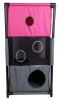 Pet Life Kitty-Square Obstacle Soft Folding Sturdy Play-Active Travel Collapsible Travel Pet Cat House Furniture - Pink, Grey