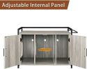 Hidden Cat Litter Box Furniture with Ventilation and Bench Seat, Pet Crate Iron - Default