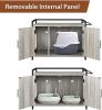 Hidden Cat Litter Box Furniture with Ventilation and Bench Seat, Pet Crate Iron - Default